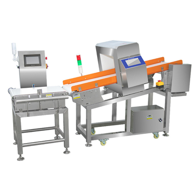 Verstelbare hoek Productielijn Industrie Conveyor Gewichtscontrole Weegmachine Met Metaldetector