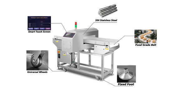 Detectiebereik van 10g 5000g Voedsel metaaldetector 1200mm X 800mm X 1200mm