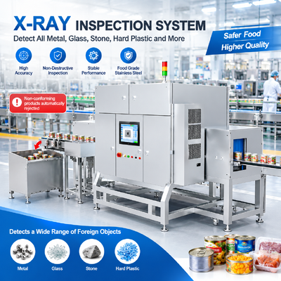 Non-destructive X-ray Food Safety Inspection System For Canned Goods Powdered Milk Fish Meat With Automatic Rejection Capability
